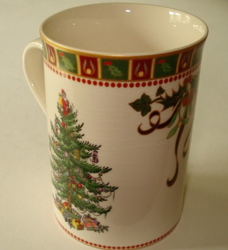 Vintage Spode England Christmas Tree 8 oz Mug Cup "When I Count My Blessings..." - Picture 2 of 5