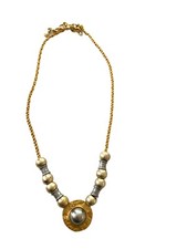 Vintage LCI Liz Claiborne Necklace gold  silver tone Beads