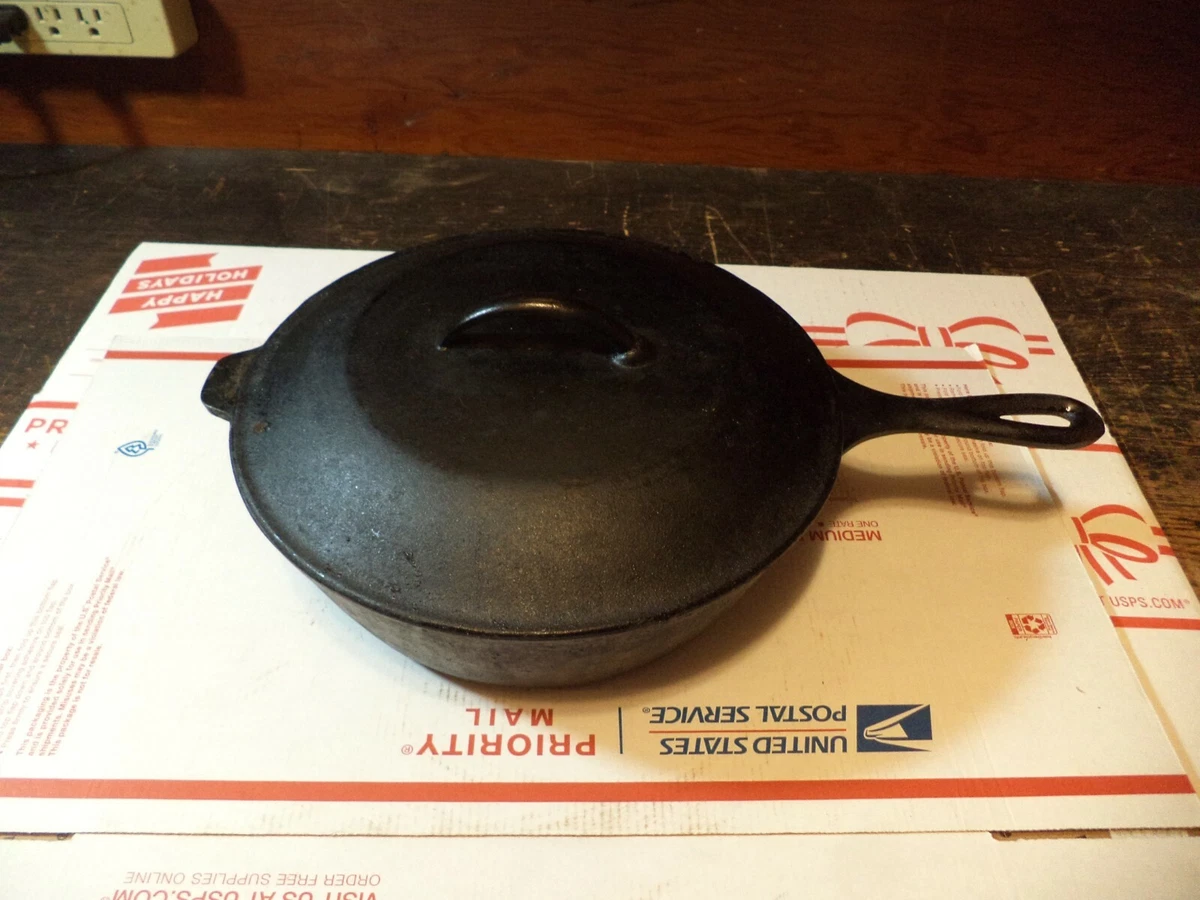 VTG Lodge USA 8 CF 10 1/4 Cast Iron Deep Fryer Skillet W/Lid. 3