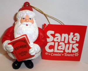 Details About Santa Claus Is Comin To Town Santa List Ornament New W Tag Mickey Rooney