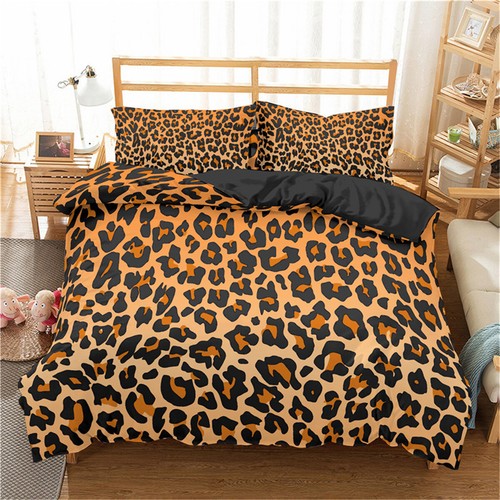 Leopard Print Single Double Queen King Bed Duvet Quilt Doona Cover Set