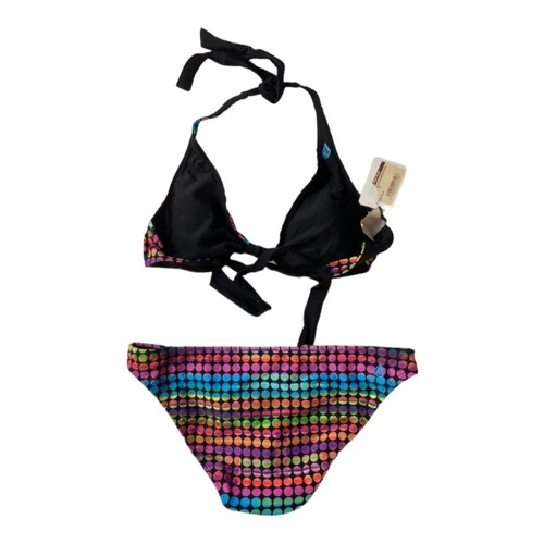 Fox Volcom Bikini Set Reversible Halter Top & Bottom Rainbow Polka Dot XS New - Picture 3 of 10