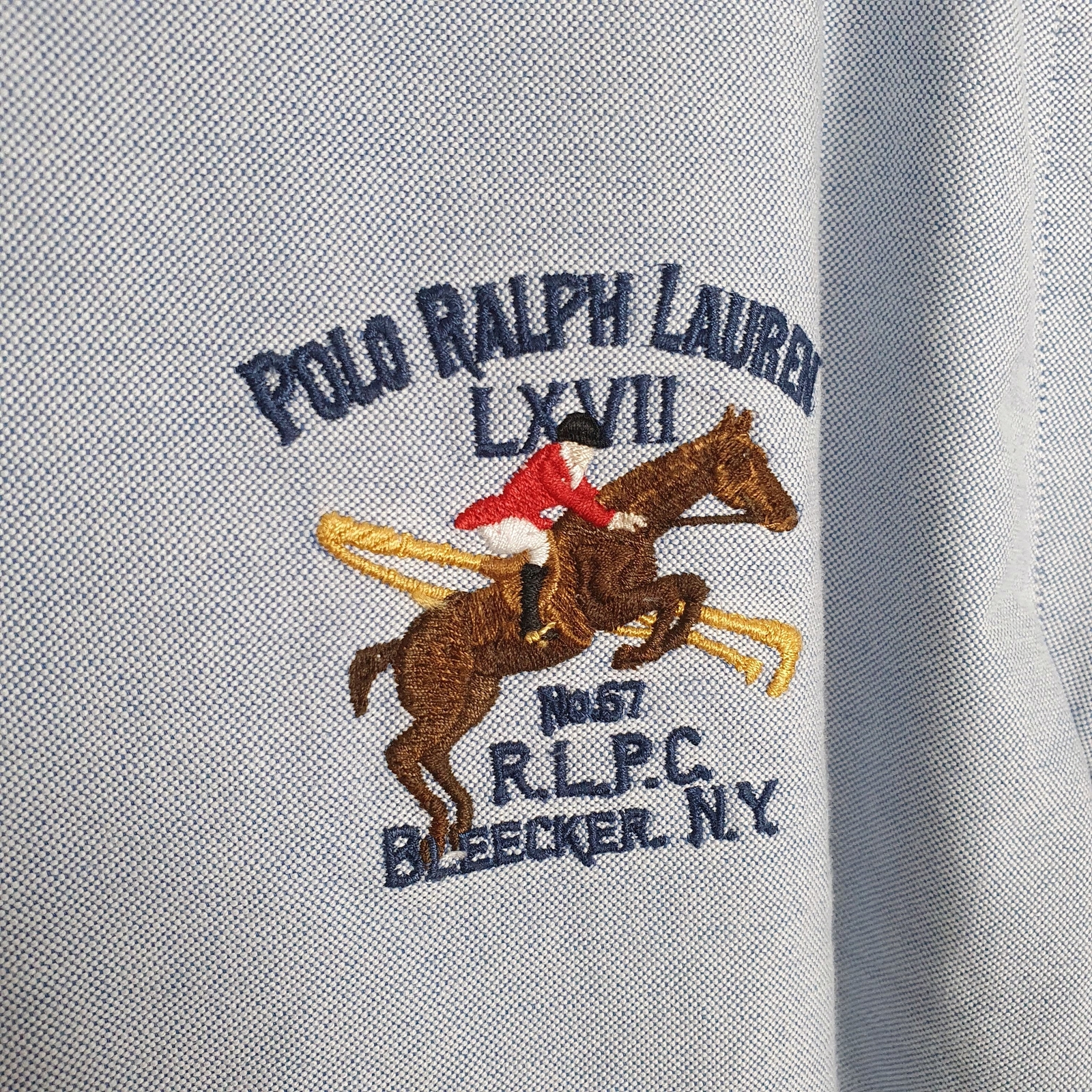 RALPH LAUREN Blue Shirt Mercer Polo Team N.Y Long Sleeve Casual Mens L image 4
