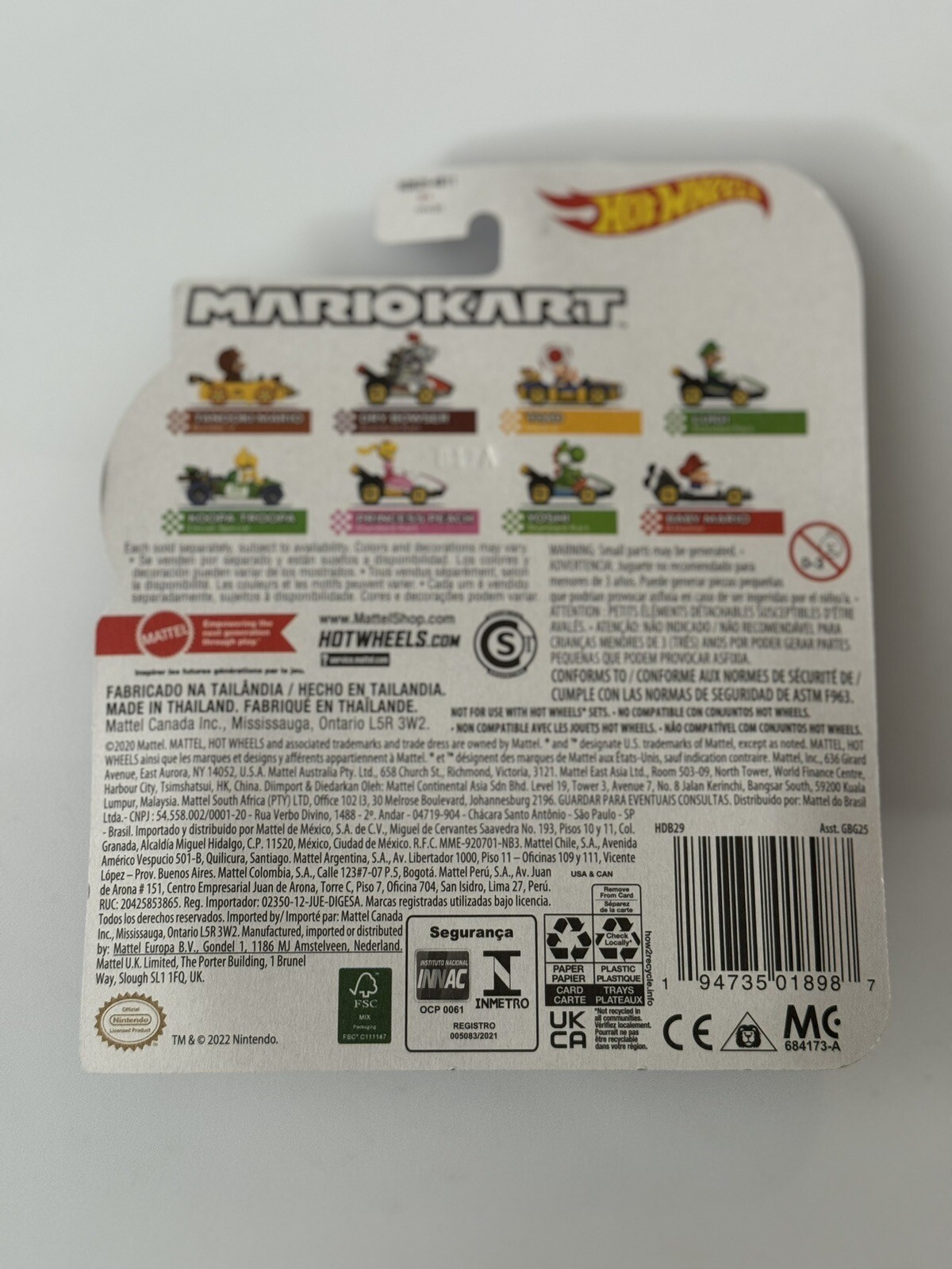 Hot Wheels Mario Kart Dry Bowser Standard Kart Die Cast Brand New