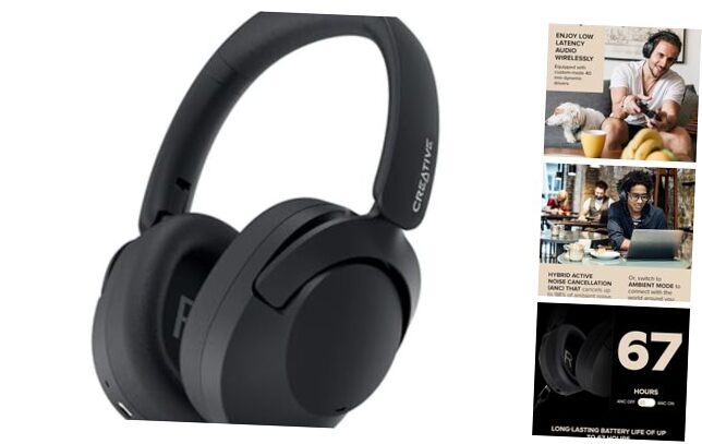 Zen Hybrid 2 Wireless Over-Ear Headphones, Up to 67 Hours (ANC Off), Black