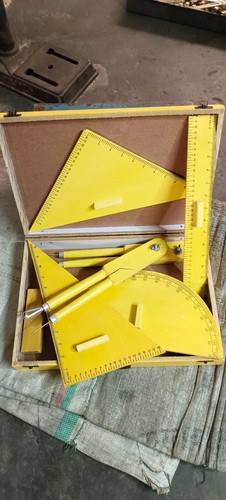 Set Geometry Wooden Teacher Black Board Painted Math Ruler School Piece ...