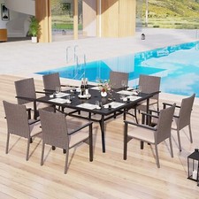 9 Piece Outdoor Dining Sets Patio Furniture Sets Table Cushioned Rattan Chairs