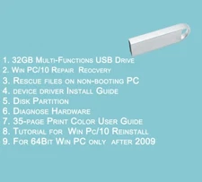 Windows PC/10 Repair Tools, Backup Recovery,32GB Bootable Utilities USB