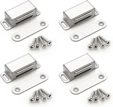 4 Pack Silver Magnetic Door Catch, Brushed Satin Nickel Cabinet Magnets, Strong 