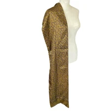 Women's gold paisley pattern rectangle scarf wrap accessories