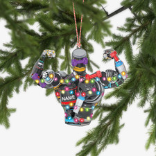Personalized Weightlifting Ornament, Gym Christmas Ornament, Fitness Ornament