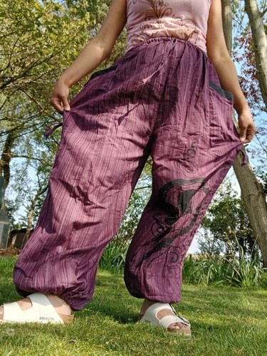 Purple Baggy Harem Pants Boho Hippie Yoga Ali Baba Palazzo Trousers Mens Womens - Picture 6 of 13