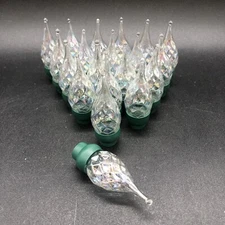 Diamond Pattern Glass Flame Tip Christmas Light Covers Clear Opalescent x 20