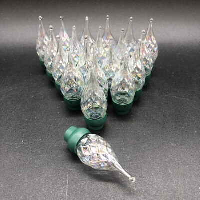 Diamond Pattern Glass Flame Tip Christmas Light Covers Clear Opalescent x 20