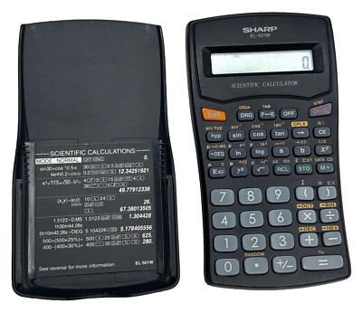 Sharp EL-501W Scientific Calculator With Cover Tested Working Black