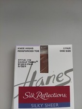 Hanes Silk Reflections Silky Sheer plus Knee Highs Enhanced Toe 3 Pair one size