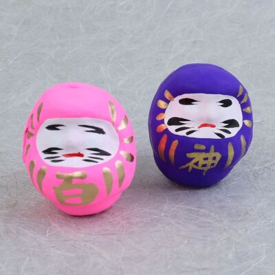 Daruma Set 4,5 cm pink+violett, japanische Glücksfigur, Symbol für Ausdauer