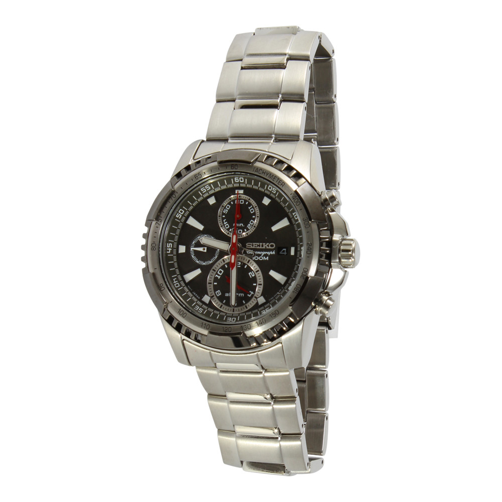 Seiko SNAD99 P1 Silver Black Dial Men's Chronograph Quartz Watch