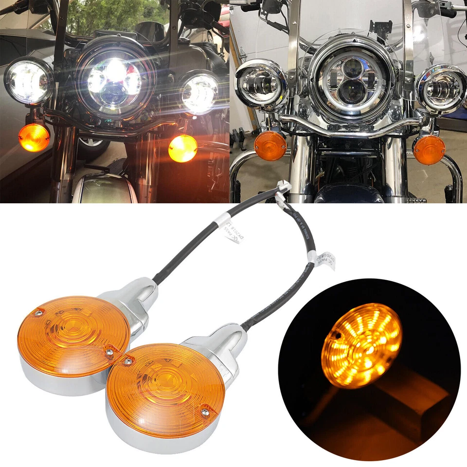 Lámpara indicadora de luz LED ámbar para Harley Touring Electra Glide Foto 3 de 4