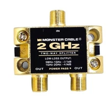 Monster Cable Ultra RF Low Loss Cable/Satellite Splitter - 1 in 2 Out - 2 GHz