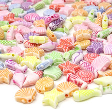 100G Approx.300Pcs Cute Acrylic Beads Mini Shell Fish Starfish Beads Marine Li