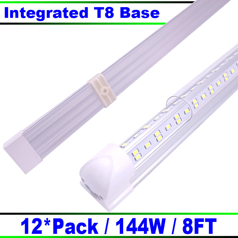 12 Pc LED Linkable Shop Light 8Ft 144W Daylight Fixture V-Shape 6500K Cold White