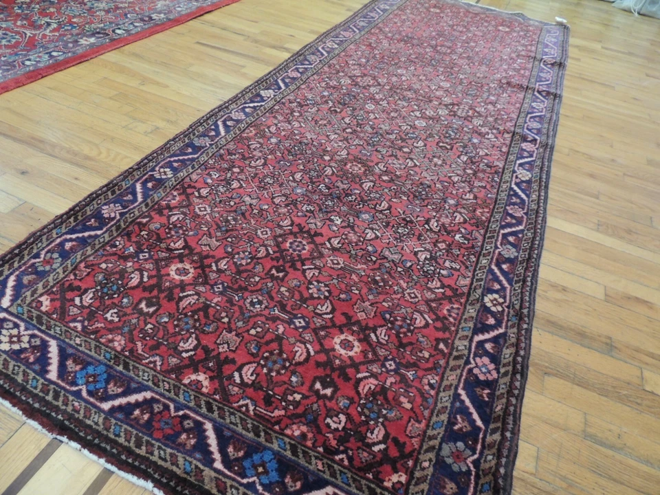 3x10 4x10 Herize WIDE RUNNER Oriental Rug wool Red Navy Blue - Image 4 of 4