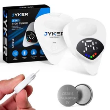 Jyker USA Guitar Tuner Pick 2-in-1 - Digital with LED Screen, 0.6mm Plectrum, 12