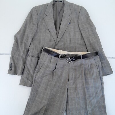 DAKS Anzug 42 Regular Grau Hose W34 L31 Herren Smart Check Wolle