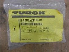 Turck Inductive Sensor BI 5-M18-VP4X-H1141, 1561800. M18x1 Body w/Lock Nuts   