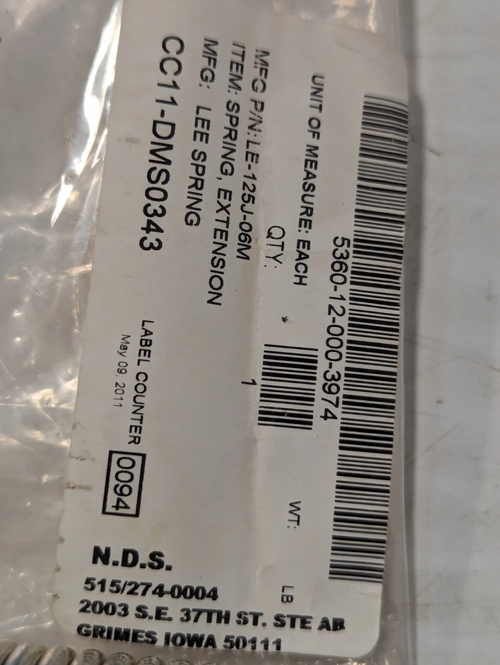 Lot Of 2 LE-125J-06M Lee Spring Steel Spring Extensions - Image 2 of 4