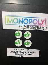Monopoly For Millennials VERDE +2 PULGARES ARRIBA EXPERIENCIA CHIPS 2018 Lote de 4