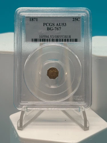 1871 CALIFORNIA OCTAGO FRACTIONAL GOLD 25C  LIBERTY BG 767 NGC AU 53