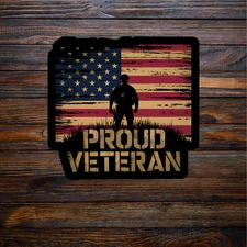Veteran sticker vinyl decal proud veteran American flag solider