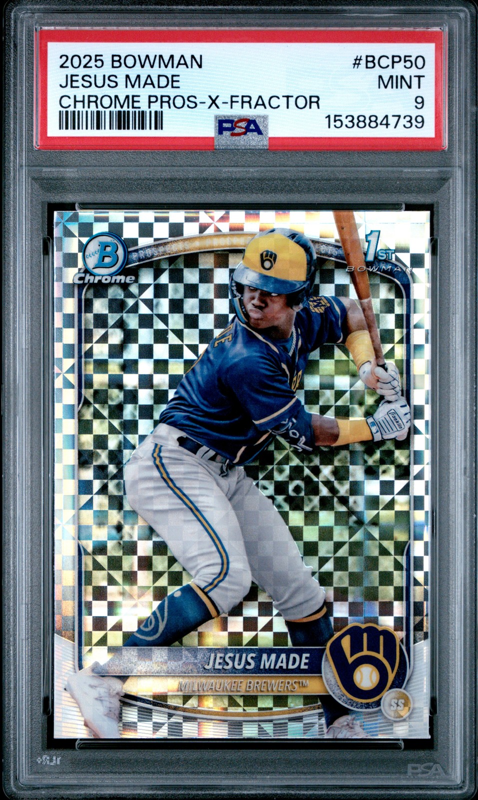 2025 BOWMAN CHROME PROSPECTS X-FRACTOR #BCP50 JESUS MADE PSA 9