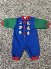 Vintage Infant Disney Mickey Mouse Pluto Donald Romper Size 0-6 Months