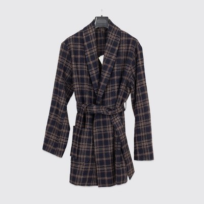 De Bonne Facture Jacket Size EU46 Navy Check Fine Wool Crepe Made in France