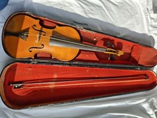 Copy Of Antonio Stradivarius Violin, Bow, and Carry Case Made In Germany Antique