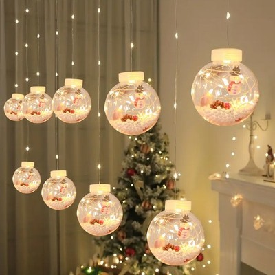 Christmas Hanging Globe String Lights-Festive Snowman Decor for Holiday Ambiance