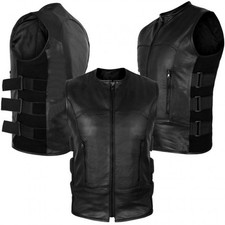 ARD Champs  Men's Swat Motorcycle Biker Leather Vest with Adjustable Sides