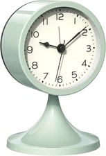 ® 3" Cute Analog Alarm Clock,Small Retro Table Clock Battery Operated,Slient Met