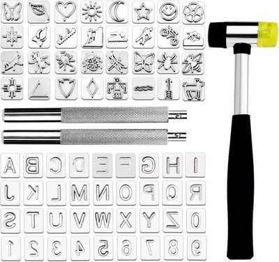 71 PCS Leather Stamping Tools, with 68 PCS Letters, Numbers and Patterns, 2 P...