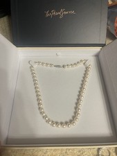 The Pearl Source White Round Pearl Beaded Necklace White Gold 18k Fishhook Clasp