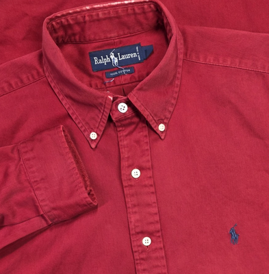 Vtg 90s Polo Ralph Lauren Mens Heavy Long Sleeve Shirt L Red Vtg 90s Polo Ralph Lauren Mens Heavy Long Sleeve Shirt L Red