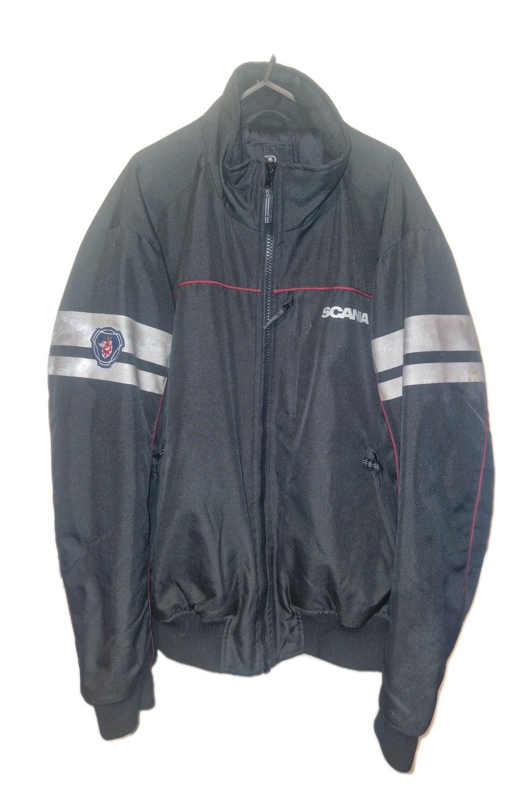 Mens Vintage Scania Black Trucker Bomber Water Resistant Jacket Coat UK Large