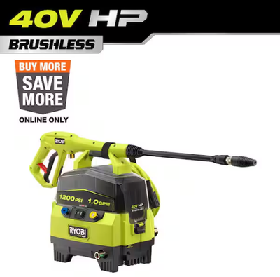 #ad #ad RYOBI 40V 1200 PSI 1.0 GPM Cordless Electric Pressure Washer Tool Only $39.98