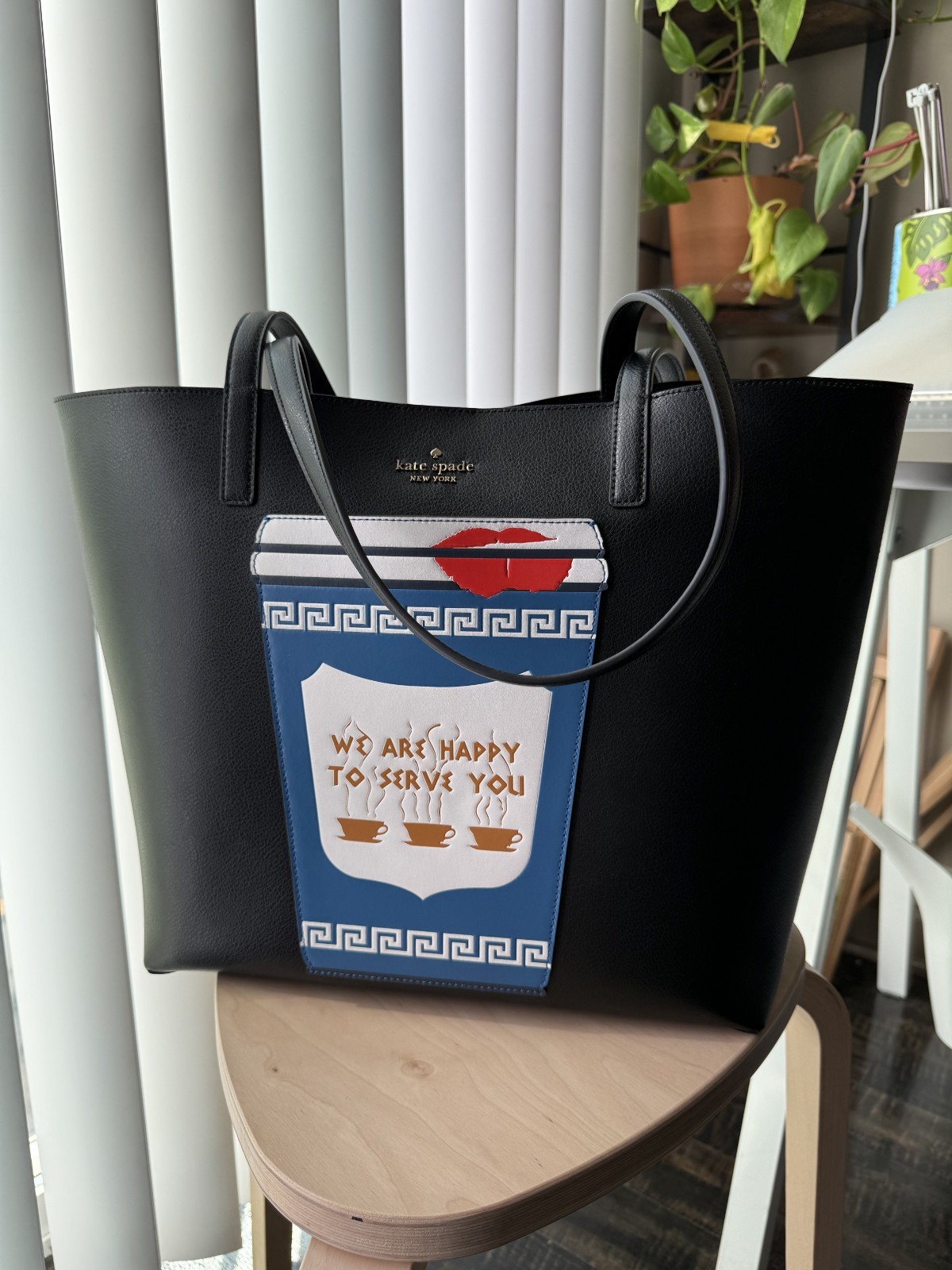 Kate Spade Coffee Break Tote Bag Black Laptop Work Tote EUC