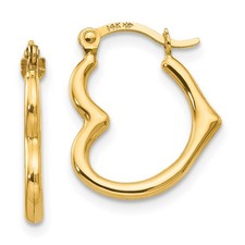 14k Yellow Gold Heart Shaped Hollow Hoop Earrings L-16 mm, W-13 mm