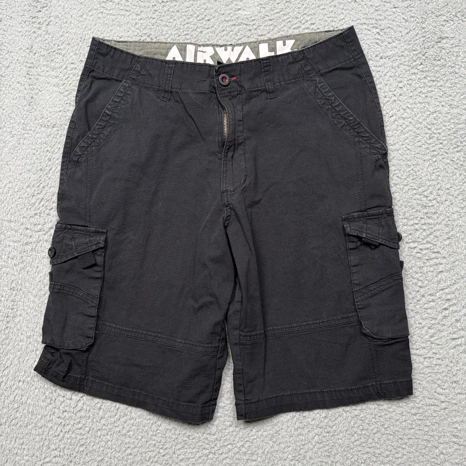 Pantalones Cortos Carga Airwalk Para Hombres 32 Negros Frente Plano Utilidad Elastizados Senderismo Aire Libre Foto 2 de 4