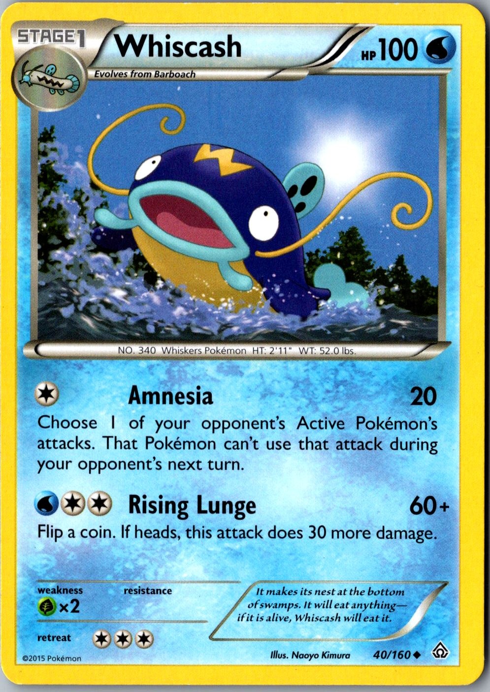 Whiscash 40/160 Uncommon XY Primal Clash LP Pokemon Card